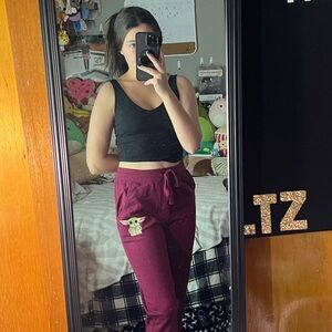 Maroon Star Wars Grogu Joggers